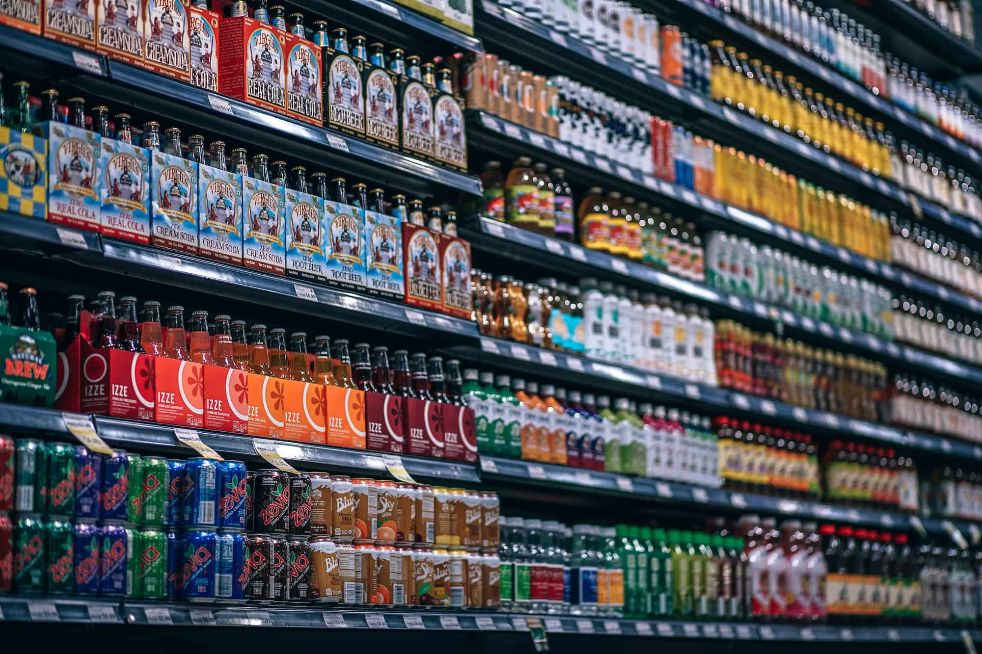 Drinks shelf at supermarket